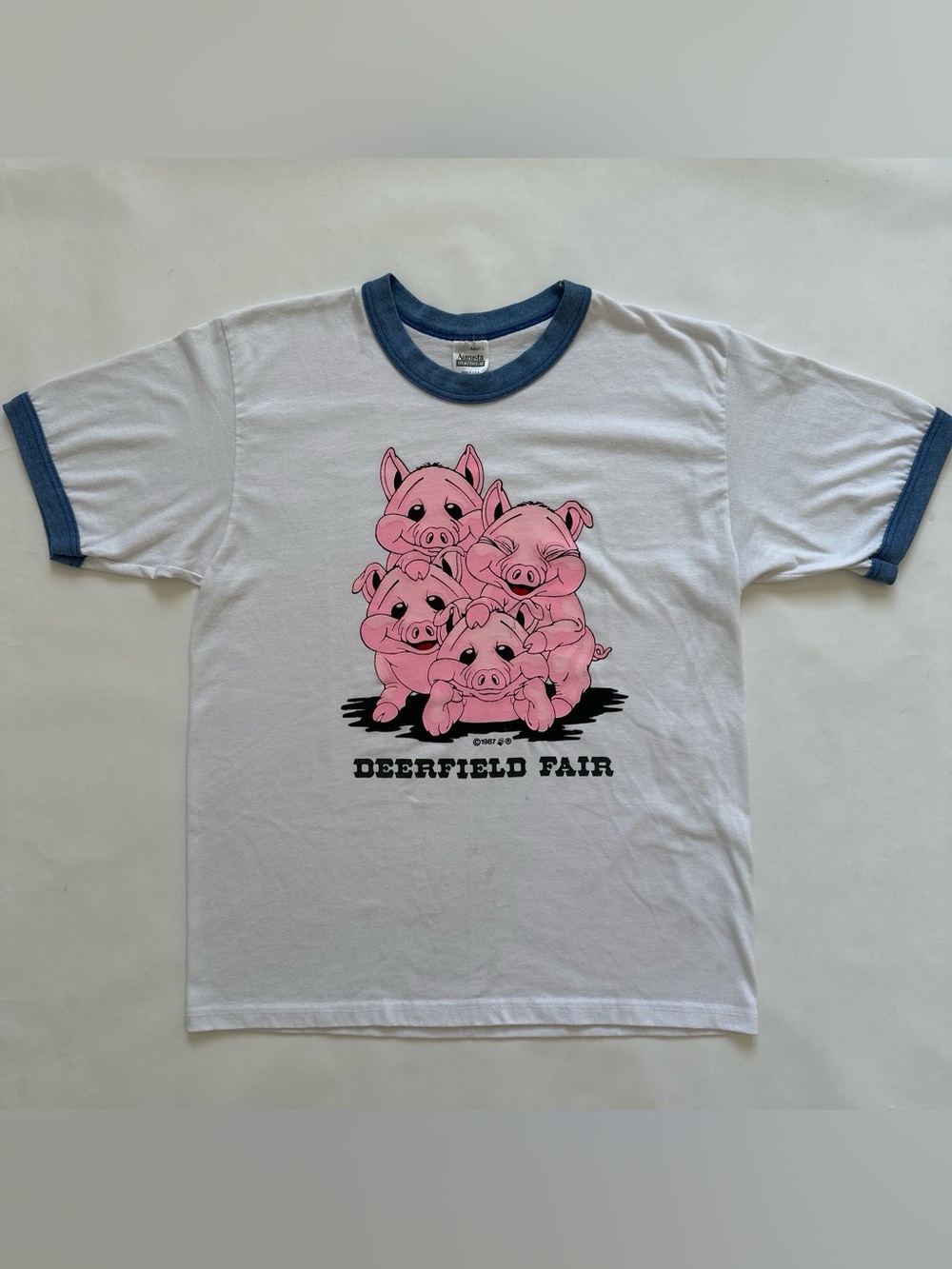 Vintage ringer tee pigs animal fair nature graphic souvenir tshirt Americana